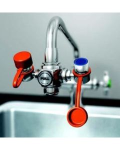 Just Manufacturing JG-1100 Faucet Mount Eyewash With High Visibility Identification Sign