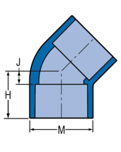 Spears 817-010BL 1 in PVC LE 45 deg Elbow Socket SCH80