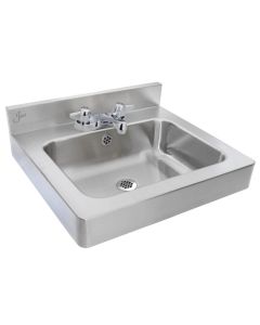 Just Manufacturing A-33338-T Stainless Steel, Wall, Bathroom Sink, With Faucet, Bowl Size 16 in x 11-1/2