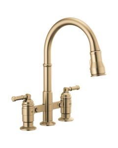 Delta 2390L-CZ-DST Broderick™: Two Handle Pull-Down Bridge Kitchen Faucet
