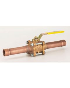 Milwaukee Valves BA350TELD-34 Manual Ball Valve, Three-Piece, 3/4 inch, Bronze