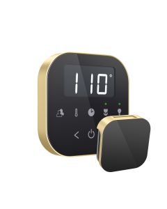 Mr.Steam AIRTBK-SB AirTempo® Steam Shower Control in Black with Satin Brass