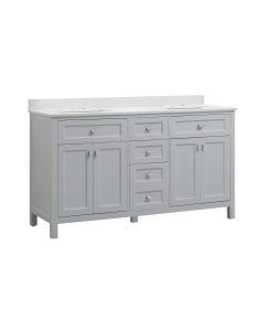 Cahaba CA101015 Juniper 60 in. Double Vanity in Dove Gray with Engineered Stone Top & Ceramic Basins