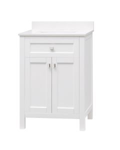 Cahaba CA101016 Juniper 24 in. Vanity in White with Engineered Stone Top & Ceramic Basin