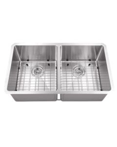Cahaba CA221132 Undermount 32 in. 50/50 Bowl Radius Corner 16 Ga. Stainless Steel Kitchen Sink