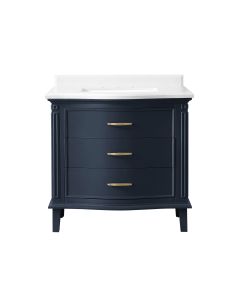 Cahaba CAVMIR36MB Mira 36 in. Vanity in Midnight Blue with Engineered Stone Top & Ceramic Basin