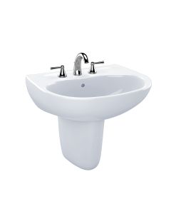Toto LHT241.4G#01 Supreme Oval WallMount Bathroom Sink with CeFiONtect and Shroud for 4 Inch Center Faucets, Cotton White