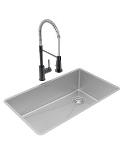 Elkay ECTRU30179RTFMC Crosstown 18 Gauge Stainless Steel 31-1/2" x 18-1/2" x 9", Single Bowl Undermount Sink & Faucet Kit with Drain