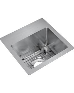 Elkay ECTSR15159TBG0 Crosstown 18 Gauge Stainless Steel 15" x 15" x 9", Single Bowl Dual Mount Sink Kit