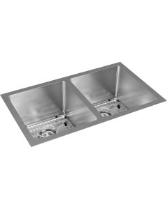 Elkay EFRU311810TC Crosstown 16 Gauge Stainless Steel, 30-3/4" x 18-1/2" x 10" Equal Double Bowl Undermount Sink Kit