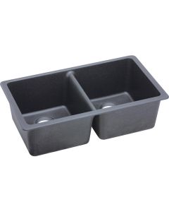 Elkay ELGU3322GY0 Quartz Classic 33" x 18-1/2" x 9-1/2", Equal Double Bowl Undermount Sink, Dusk Gray