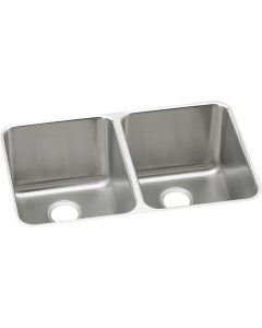 Elkay ELUH3220 Lustertone Classic Stainless Steel 31-1/4" x 20" x 7-7/8", Equal Double Bowl Undermount Sink
