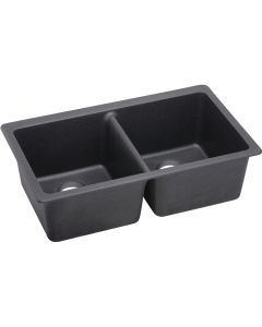 Elkay ELXU3322CH0 Quartz Luxe 33" x 18-1/2" x 9-1/2", Equal Double Bowl Undermount Sink, Charcoal