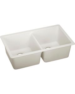 Elkay ELXU3322RT0 Quartz Luxe 33" x 18-1/2" x 9-1/2", Equal Double Bowl Undermount Sink, Ricotta
