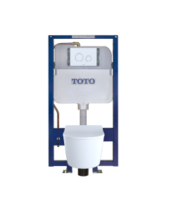 TOTO RP WallHung DShape Toilet and DuoFit InWall 1.28 and 0.9 GPF DualFlush Tank System with Copper Supply
