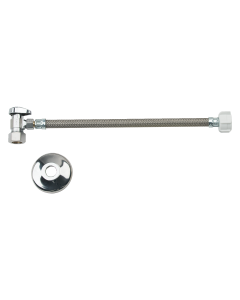 BrassCraft G2CR19B12DLX C Toilet Kit: 1/2 in. Nom Comp x 3/8 in. O.D. Comp 1/4 Turn Angle Valve with 12 in. Braided Connector and Flange