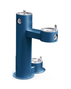 Elkay LK4420DBFRKBLU Outdoor Fountain Bi-Level Pedestal with Pet Station, Non-Filtered Non-Refrigerated, Freeze Resistant, Blue