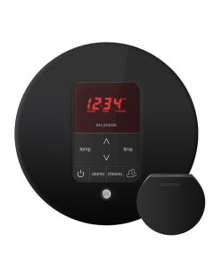 Mr.Steam MSITPLUSRD-MB iTempoPlus® Round Steam Shower Control in Matte Black with Polished Chrome Bezel