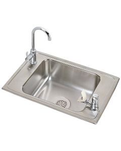 Elkay PSDKR2517VRC Celebrity Stainless Steel 25" x 17" x 7-1/8", Single Bowl Drop-in Classroom Sink and Faucet Kit