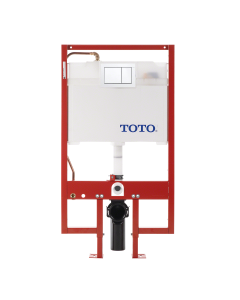Toto WT152800M#WH Duofit Inwall Dual Flush 0.9 And 1.6 Gpf Tank System Copper Supply Line And White Rectangular Push Plate
