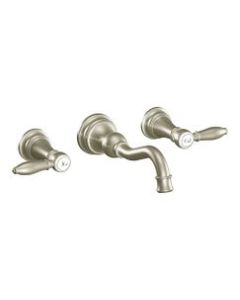 Moen TS42106BN Brushed Nickel Two-Handle Wall Mount Bathroom Faucet